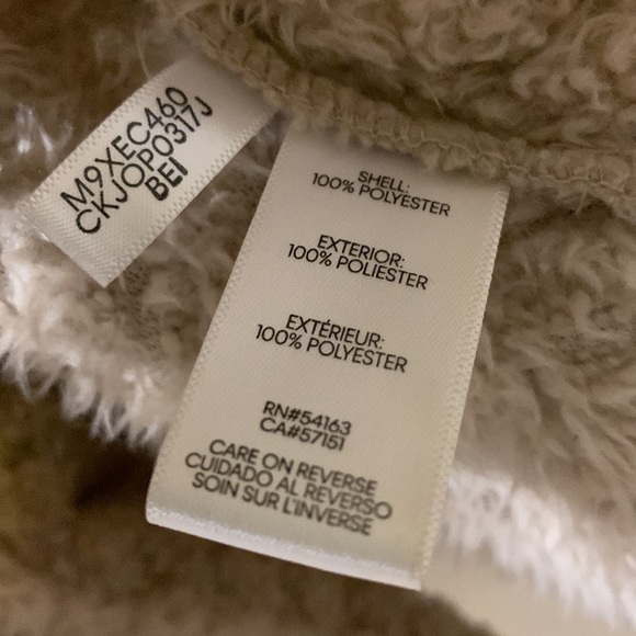 Calvin Klein cozy Khaki Tan fleece Teddy Jacket Coat - Picture 7 of 10